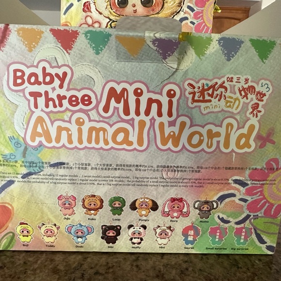 6 Baby Three Mini Animal World Plush Toy Pendant Boxes- Large Box of 6 Unopened - Picture 3 of 6